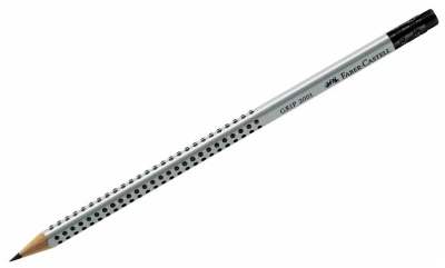 Карандаш простой HB, с ластиком, трехгранная форма, антискользящая зона, Faber-Castell